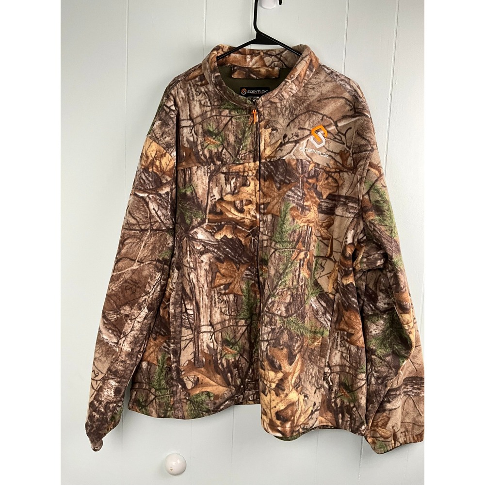 ScentLok Mens 3XL RealTree Camo Full Zip Fleece Jacket Carbon Alloy 83611 Brown